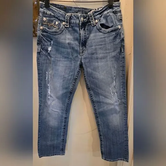 Miss Me Women's Blue Capris 29 - Picture 3 of 7